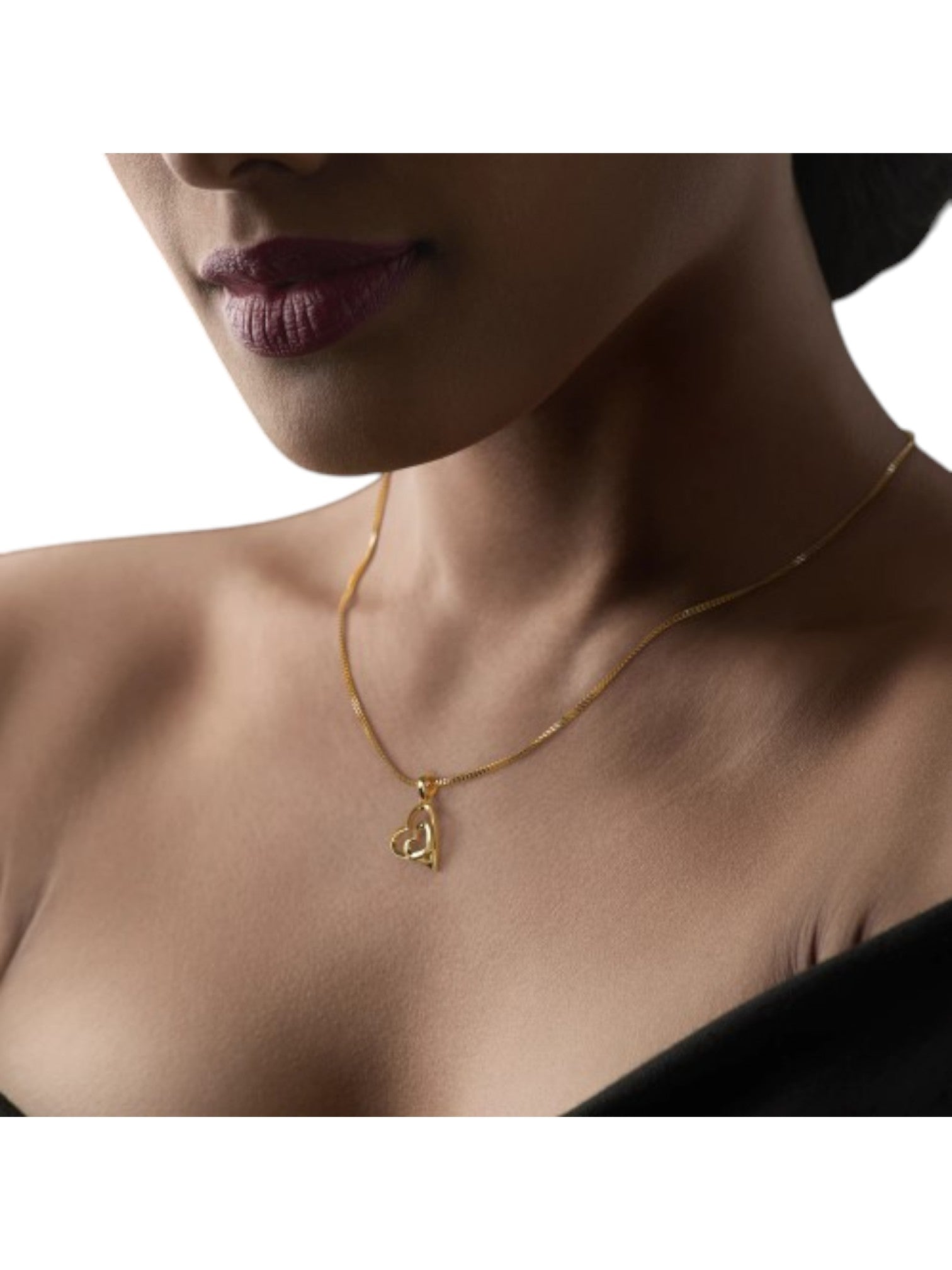 925 Sterling Silver Minimalist Love Design CZ Stones Gold Plated Pendant With Chain For Women By Kesardeep